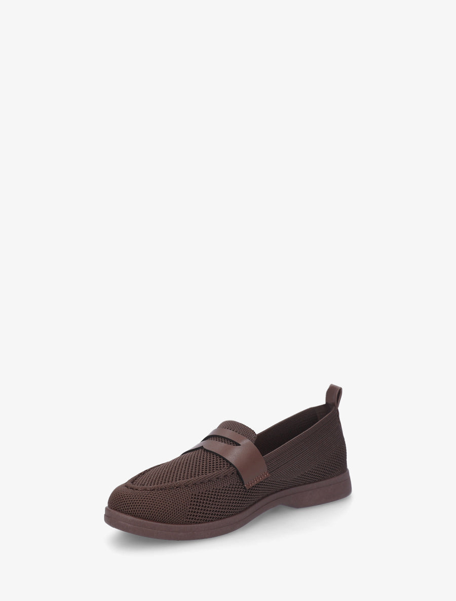 Mocassins en tissu à empiècement simili - Marron - 3