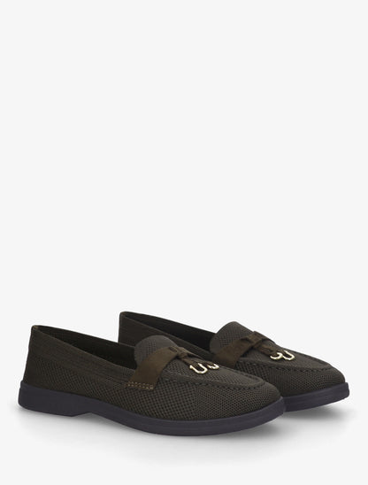 Mocassins en tissu à bijoux métalliques - Kaki - 4