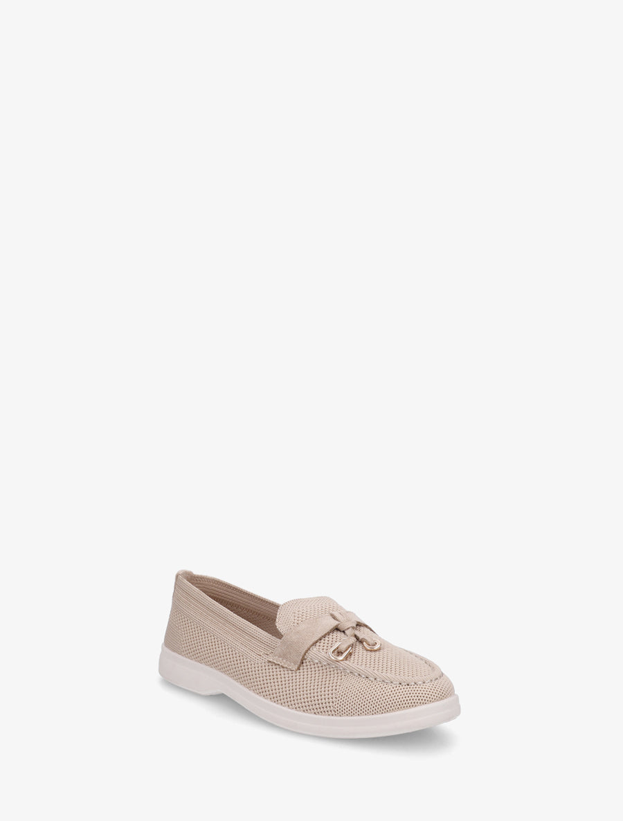 Mocassins en tissu à bijoux métalliques - Taupe - 2