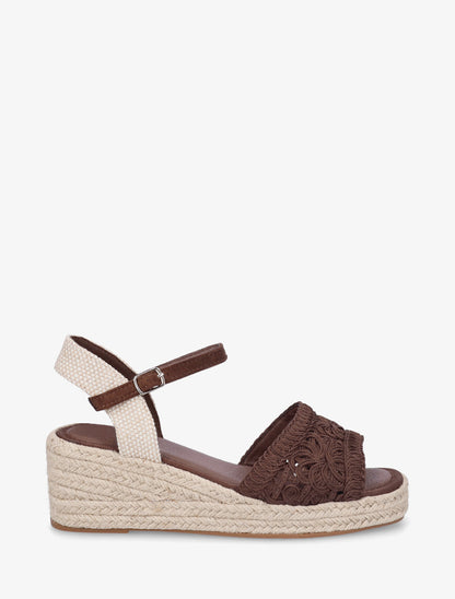 Sandales compensées à semelle en raphia - Marron - 1