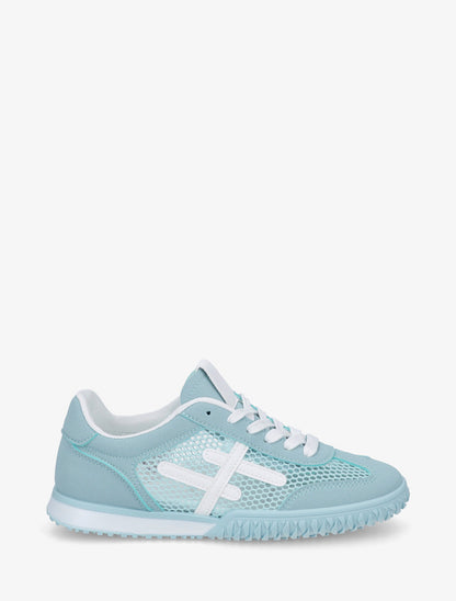 Sneaker mit Streifen und Wabenstoff - Himmelblau