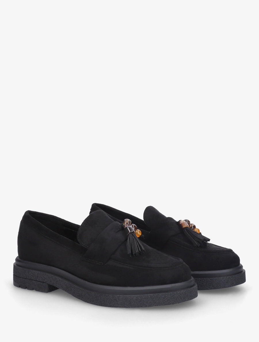 Mocassins en suédine à perles - Noir - 4