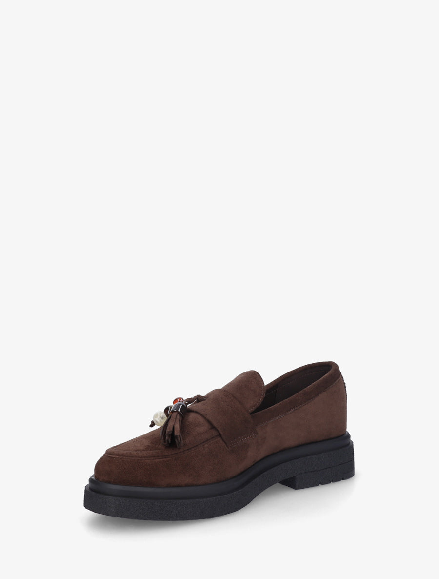 Mocassins en suédine à perles - Marron - 3