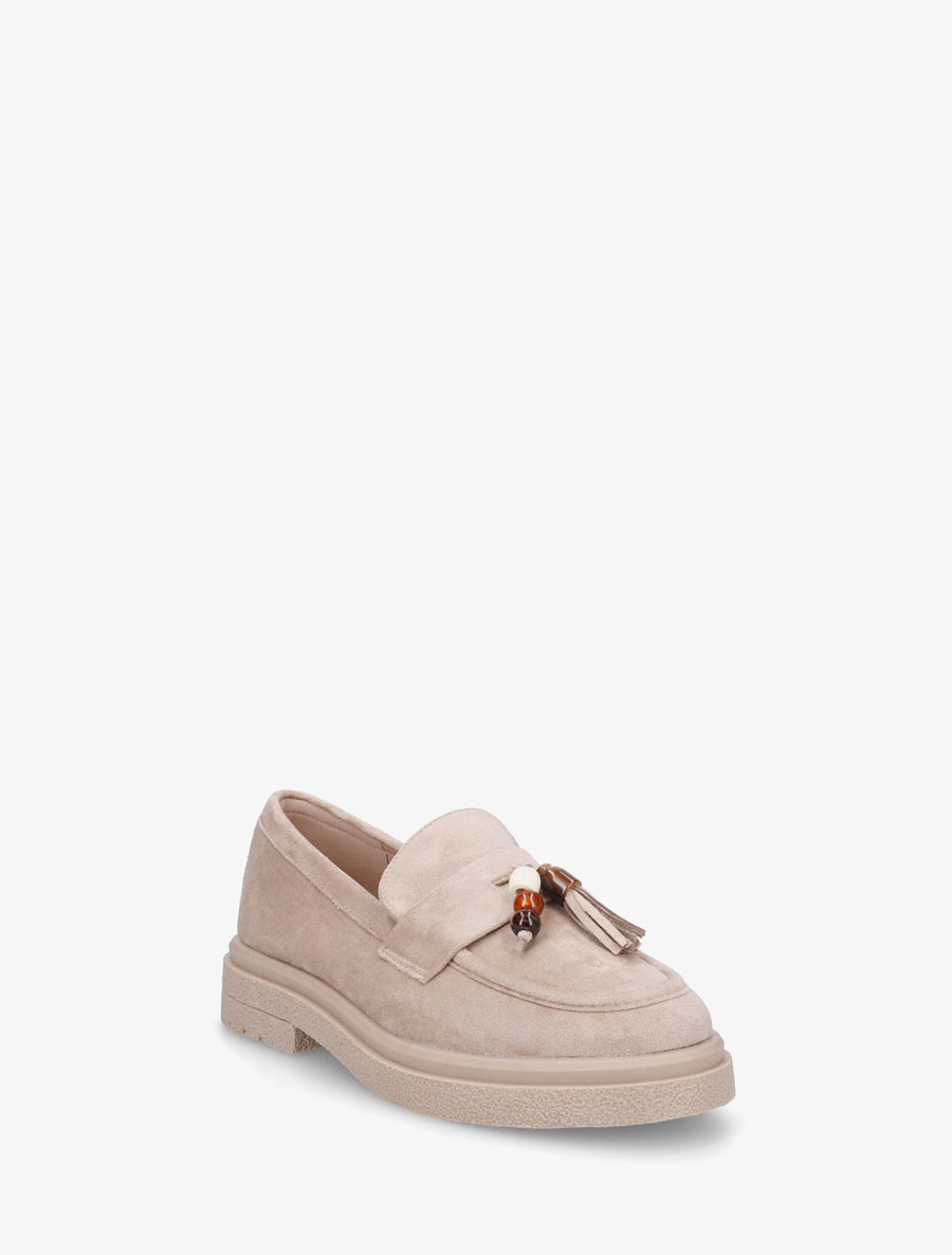 Mocassins en suédine à perles - Taupe - 2