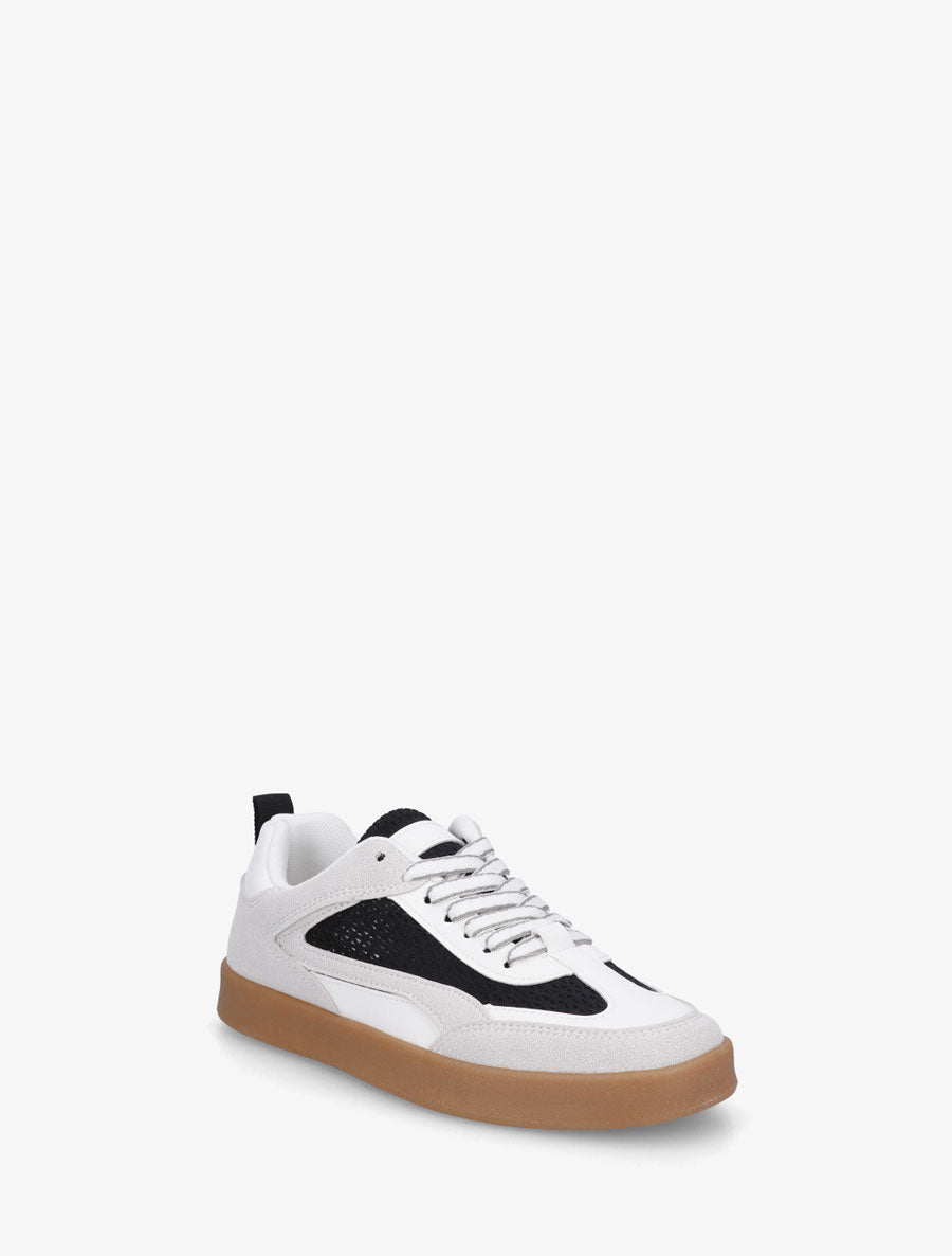 Sneakers en suédine et tissu ajouré - Noir - 2