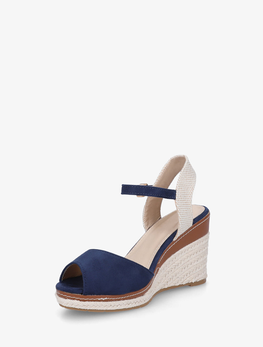 Sandales compensées style espadrille - Marine - 3