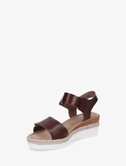 Sandales à scratch en simili - Marron - 3