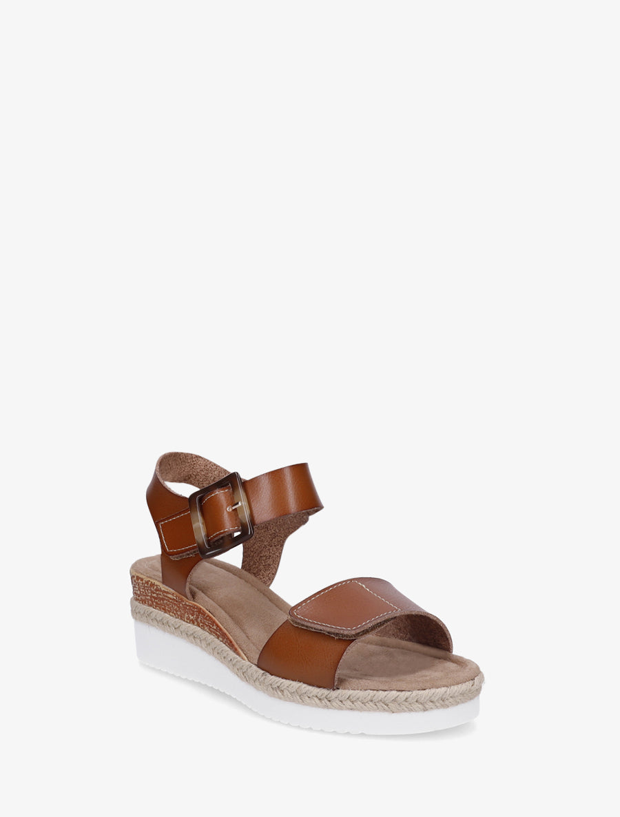 Sandales à scratch en simili - Camel - 2