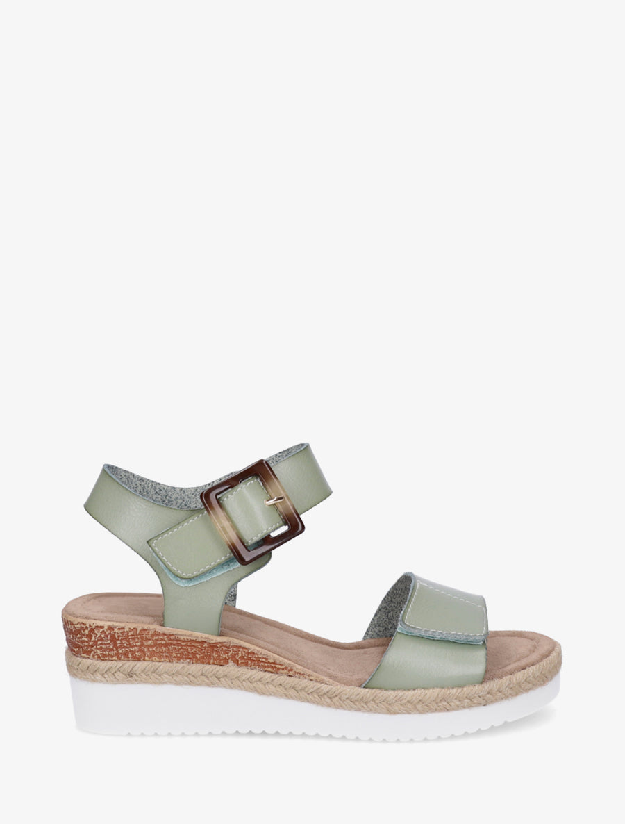 Sandales à scratch en simili - Vert d&