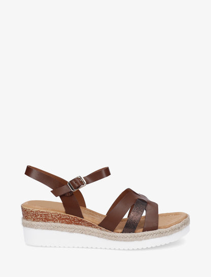 Sandales à semelle compensée ornée d&