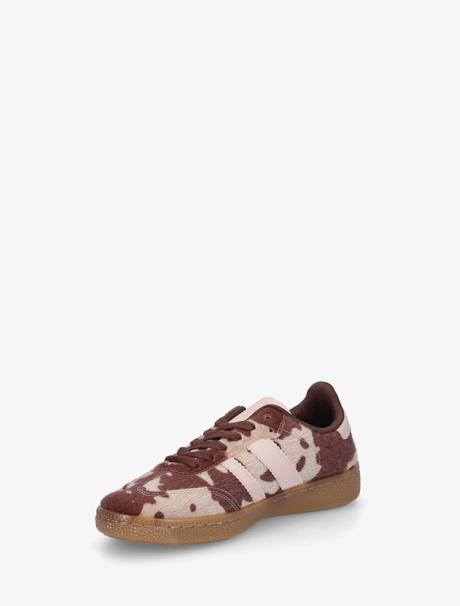 Baskets imprimé vache à bandes contrastantes - Beige - 3