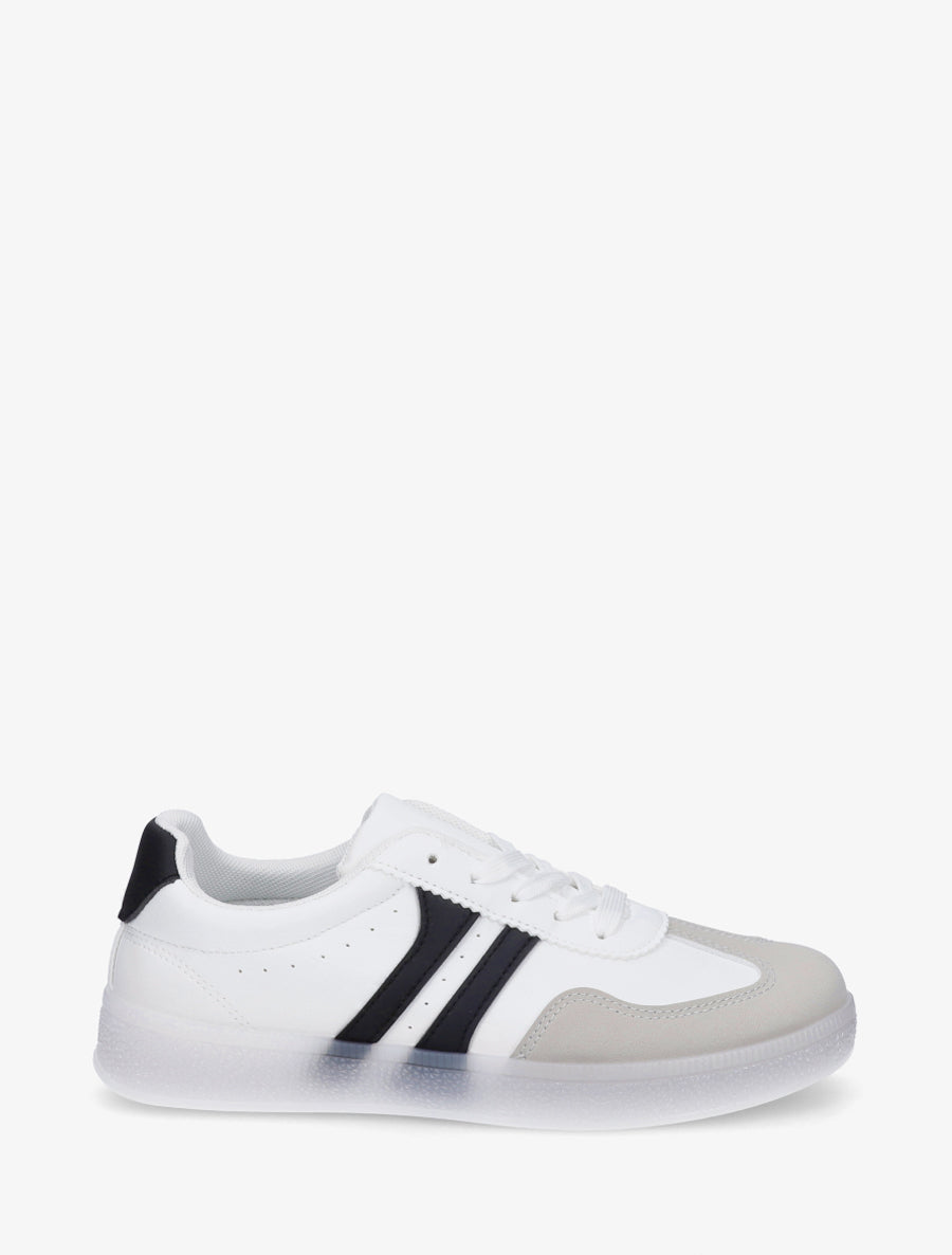 Baskets en simili à bandes contrastantes - Blanc - 1