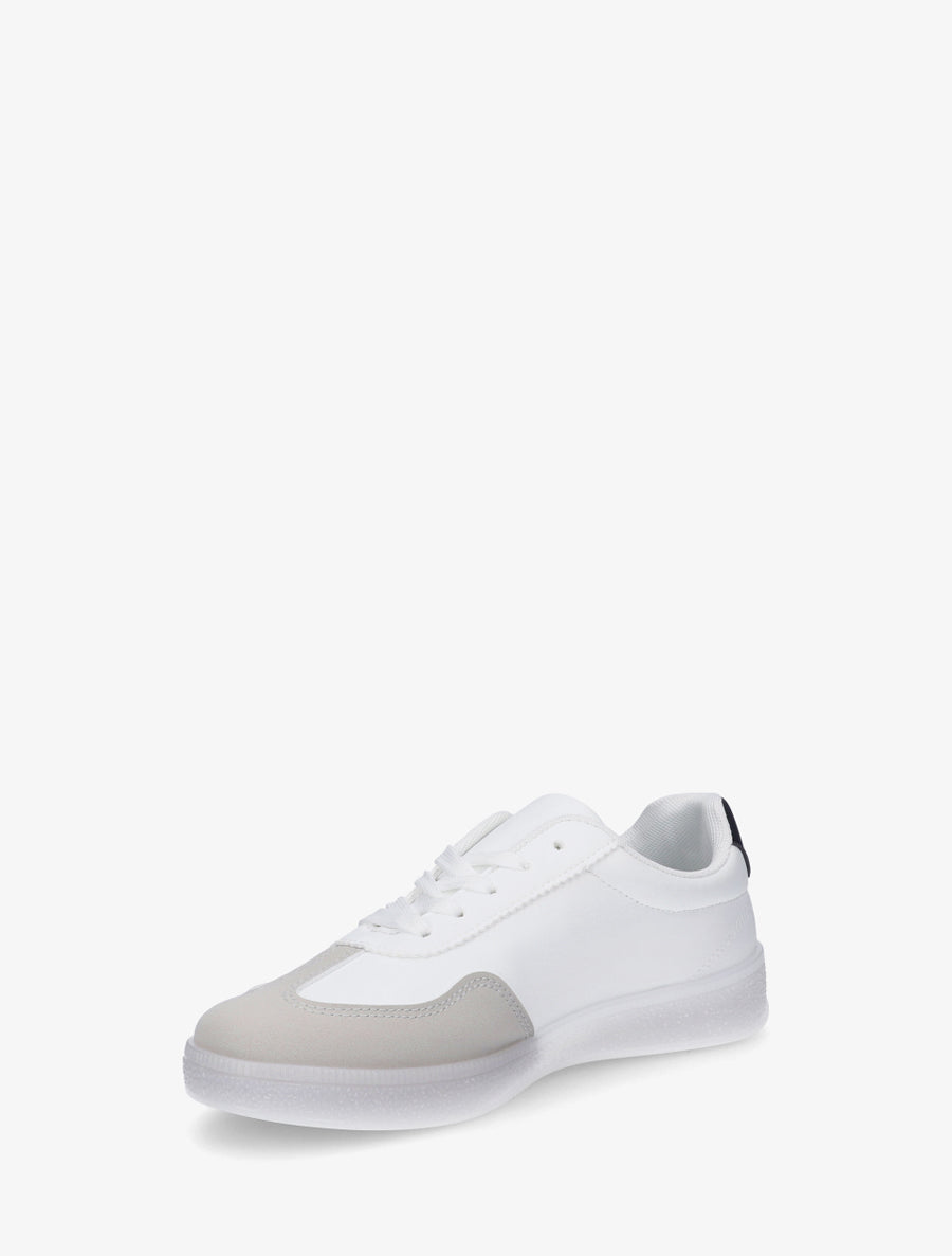 Baskets en simili à bandes contrastantes - Blanc - 3