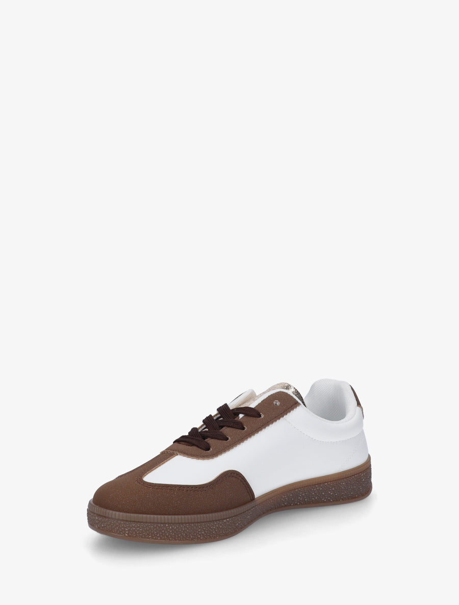 Baskets en simili à bandes contrastantes - Marron - 3