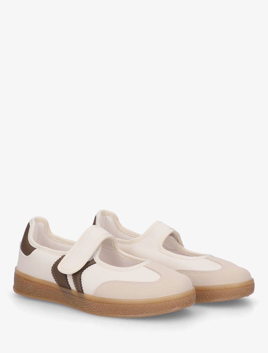 Ballerines style sneakers à scratch - Beige - 4