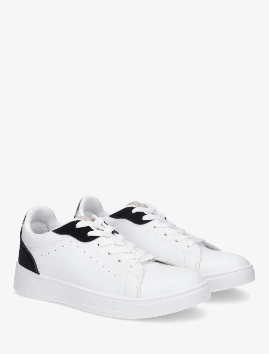 Sneakers en simili à détail suédine et irisé - Noir - 4