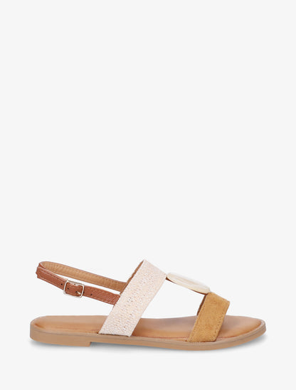 Nu-pieds à bijou rond - Camel - 1