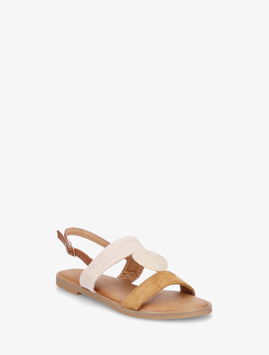 Nu-pieds à bijou rond - Camel - 2