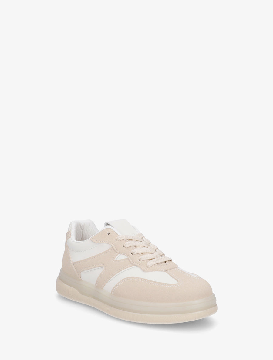 Tennis en simili à empiècement graphique - Beige - 2