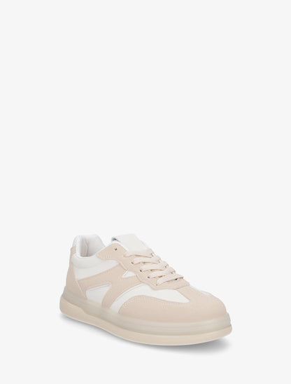 Tennis en simili à empiècement graphique - Beige - 2
