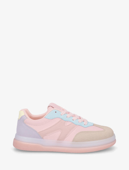 Tennis en simili à empiècement graphique - Rose - 1