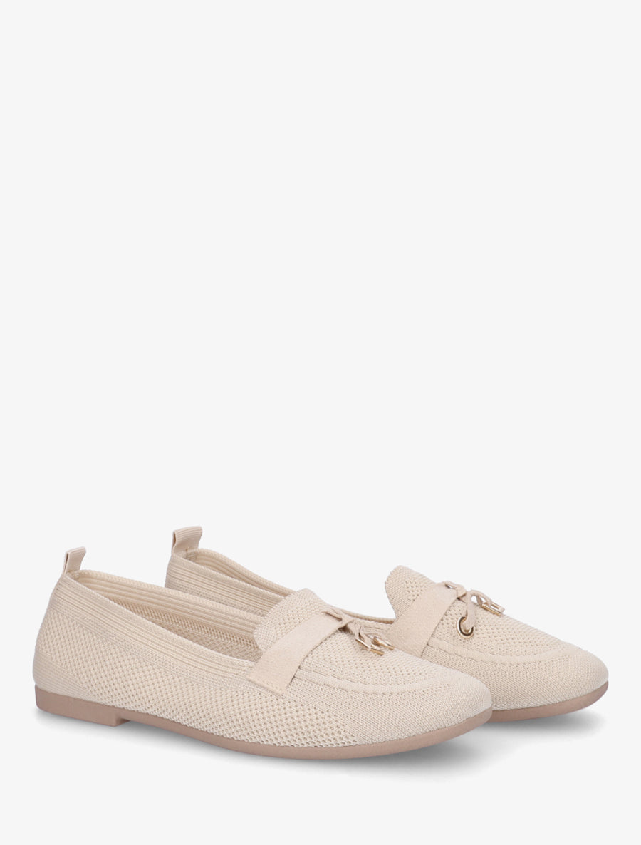 Mocassins en tissu à bijoux - Beige - 4