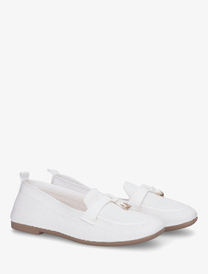 Mocassins en tissu à bijoux - Blanc - 4