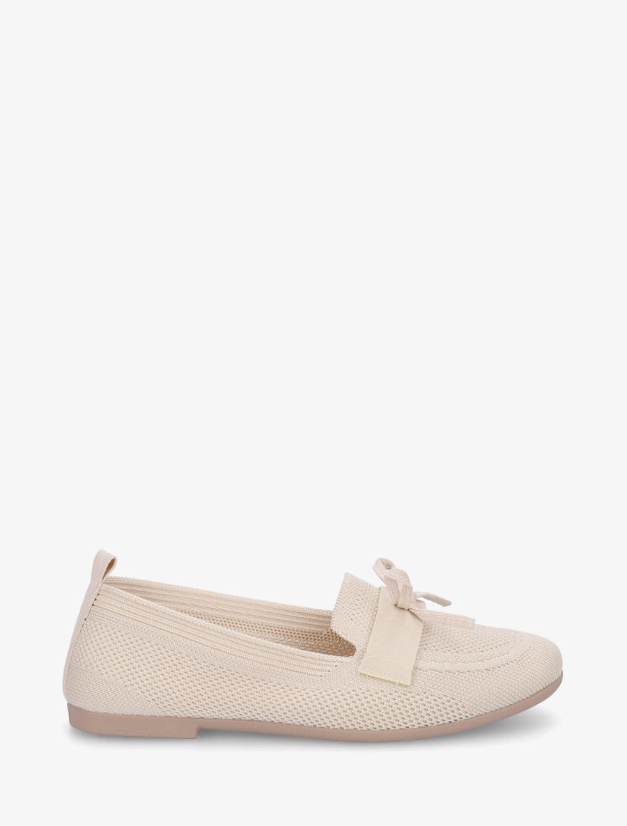 Mocassins en tissu à noeud - Beige - 1
