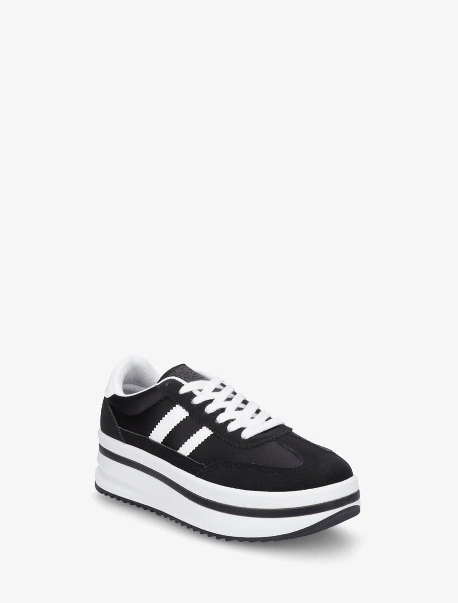 Sneakers à plateforme et empiècement effet nubuck - Noir - 2