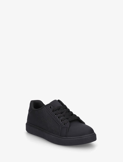 Grafisch bedruckte flache Sneakers - Schwarz