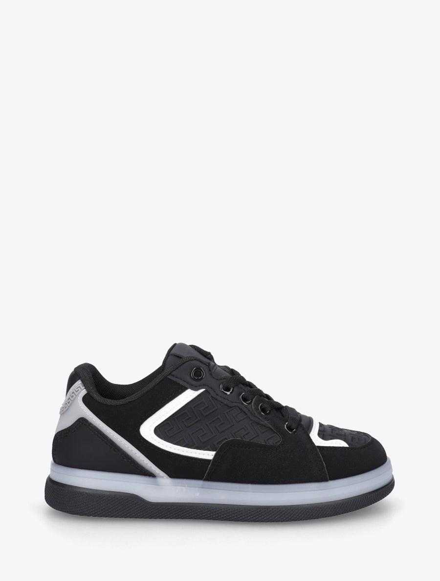 Sneakers plates à imprimé vagues grec - Noir - 1