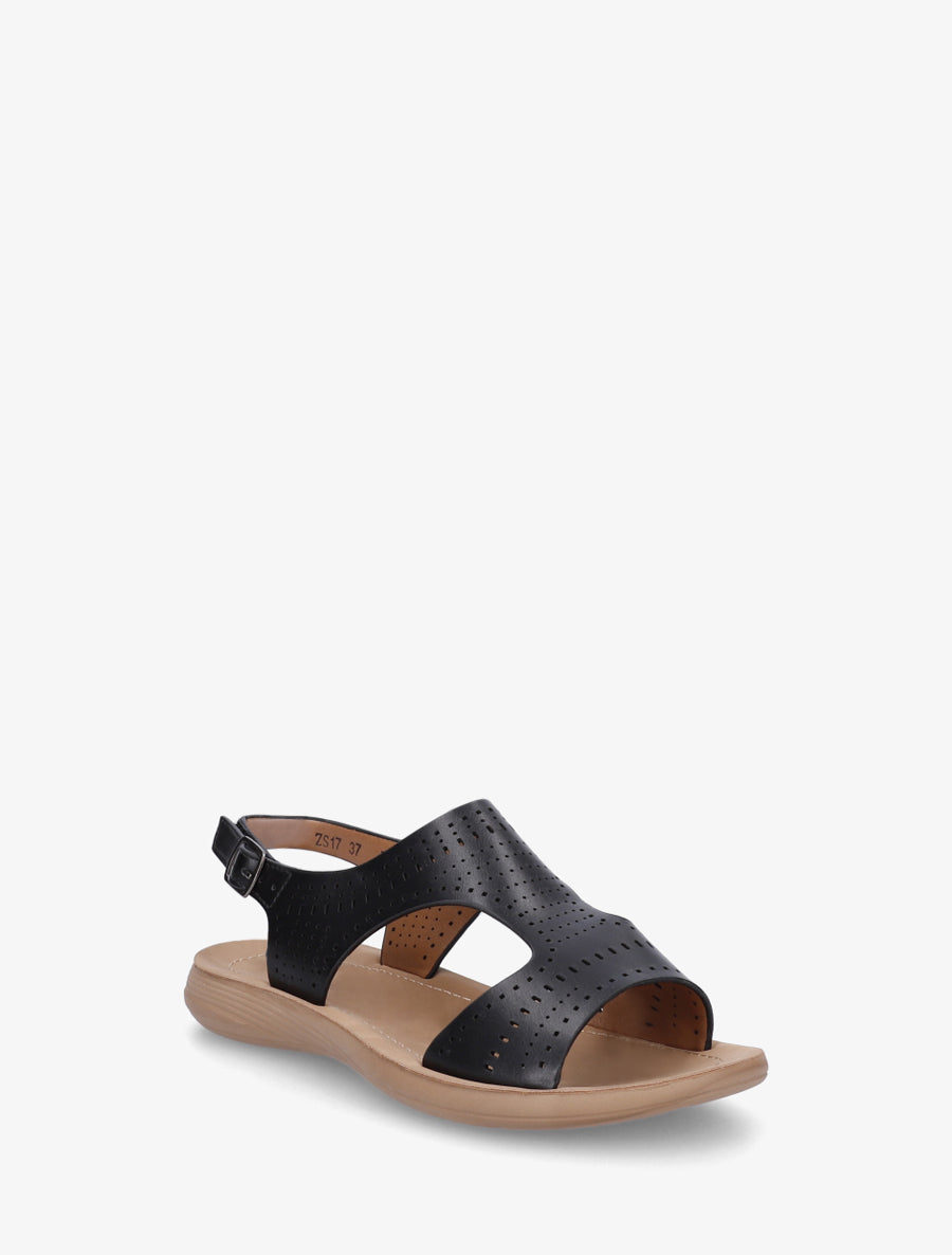 Nu-pieds ajourés à scratch - Noir - 2