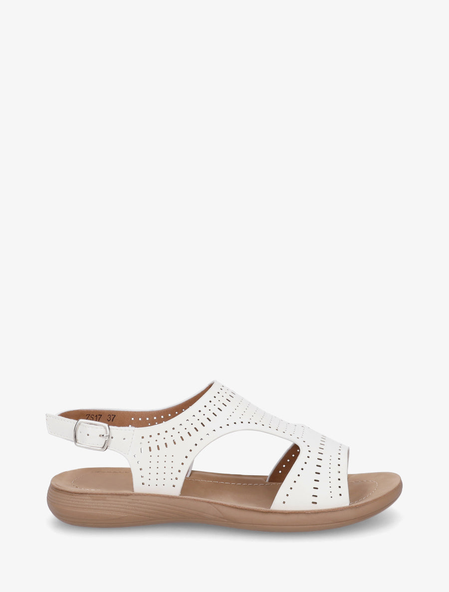 Nu-pieds ajourés à scratch - Blanc - 1