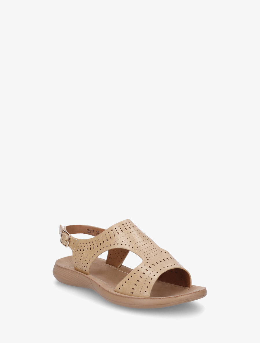 Nu-pieds ajourés à scratch - Beige - 2