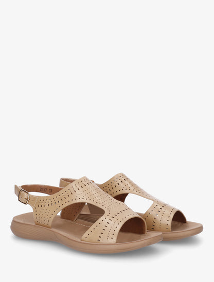 Nu-pieds ajourés à scratch - Beige - 4