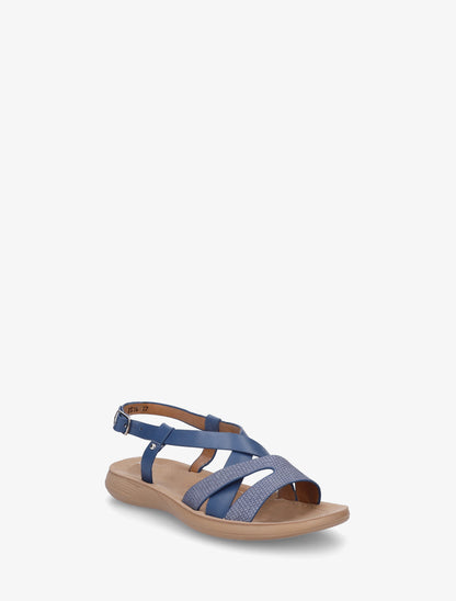Nu-pieds à brides croisées en simili - Marine - 2