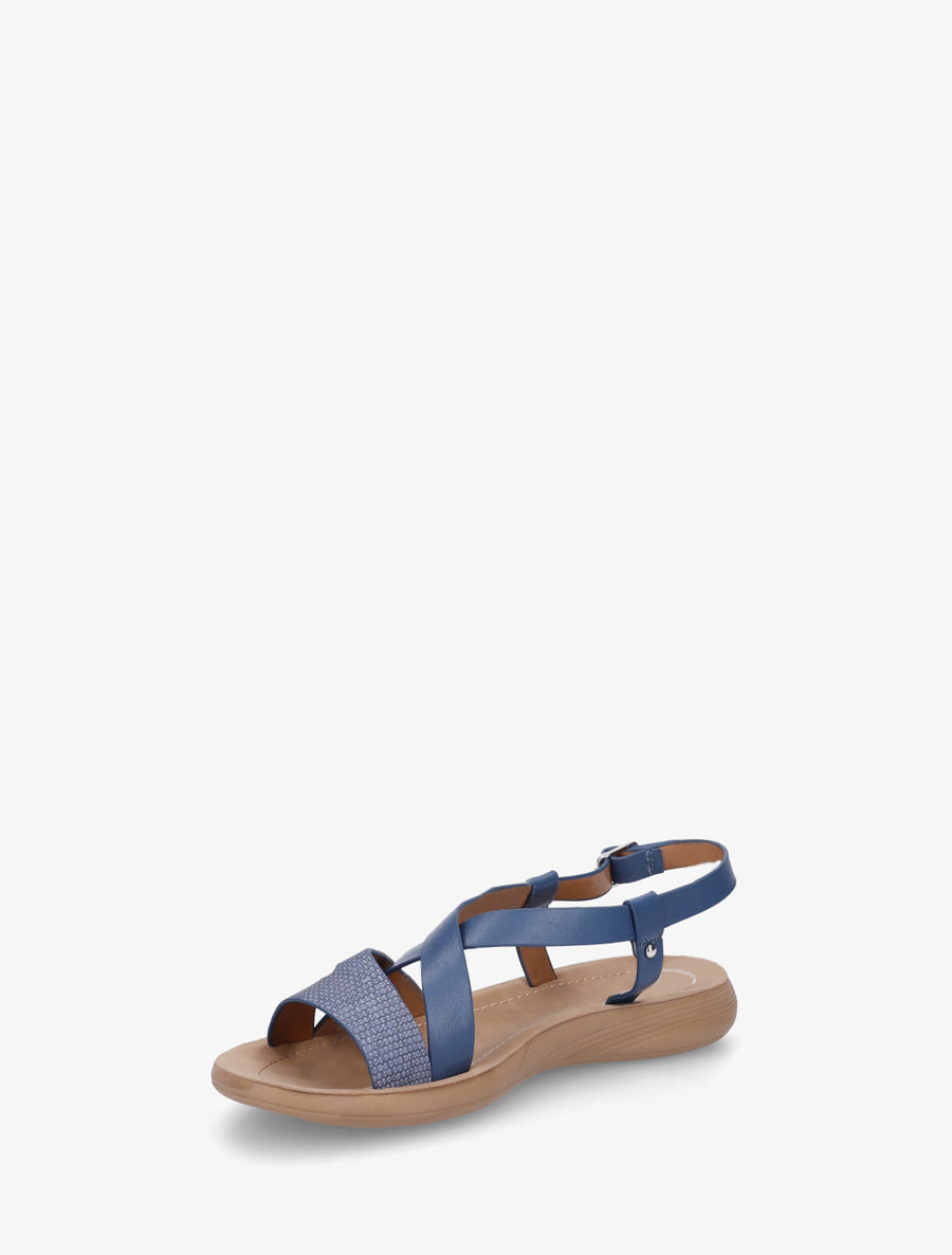 Nu-pieds à brides croisées en simili - Marine - 3