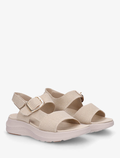 Sandales en tissu irisé à boucle et scratch - Beige - 4