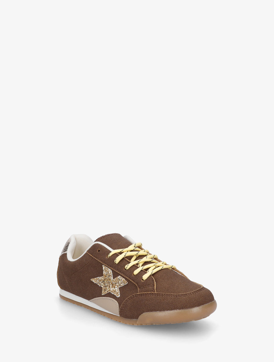 Sneakers en suédine à contrefort constrastant - Marron - 2