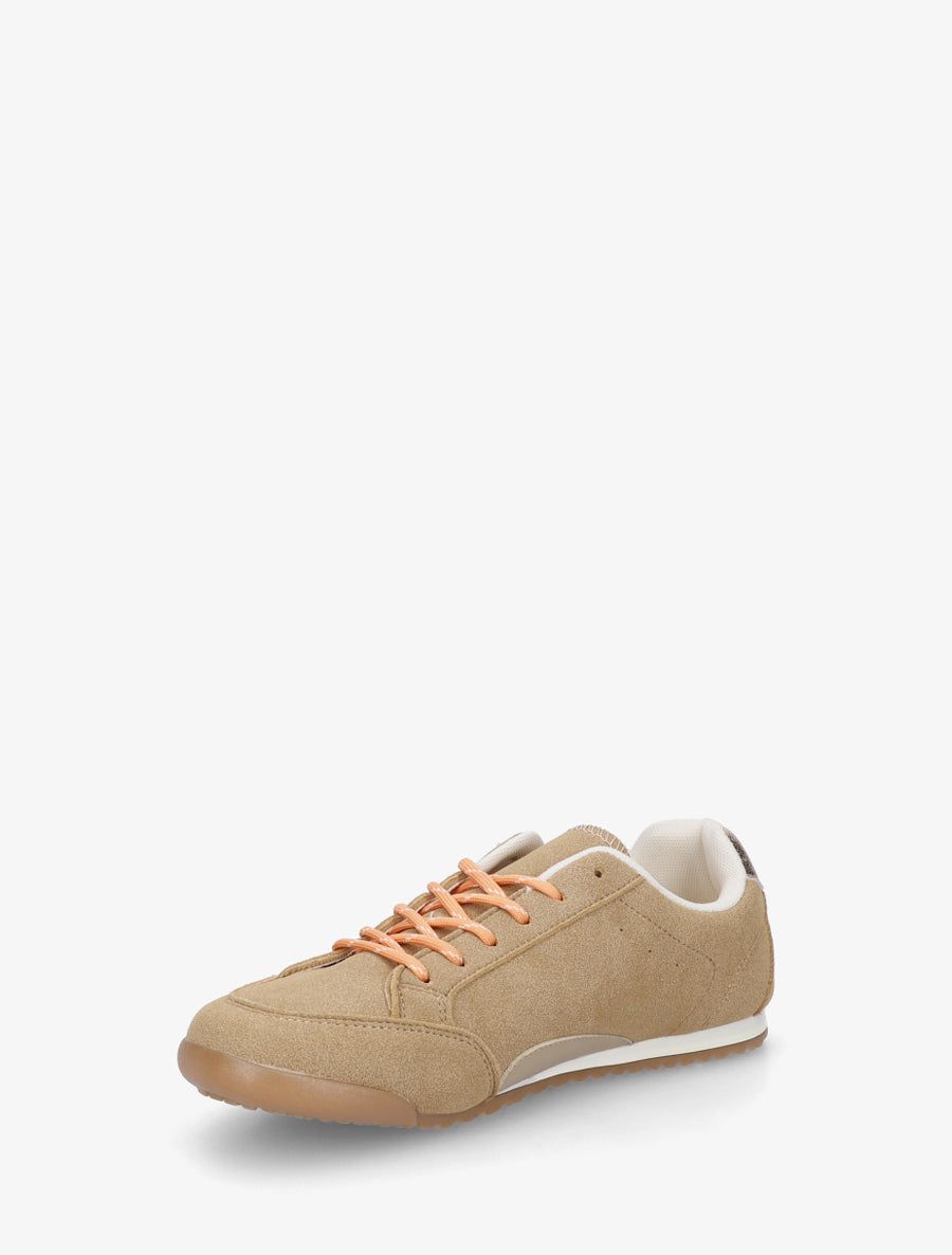 Sneakers en suédine à contrefort constrastant - Camel - 3