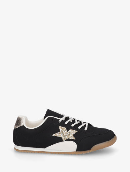 Sneakers en suédine à contrefort constrastant - Noir - 1