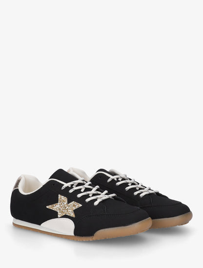 Sneakers en suédine à contrefort constrastant - Noir - 4