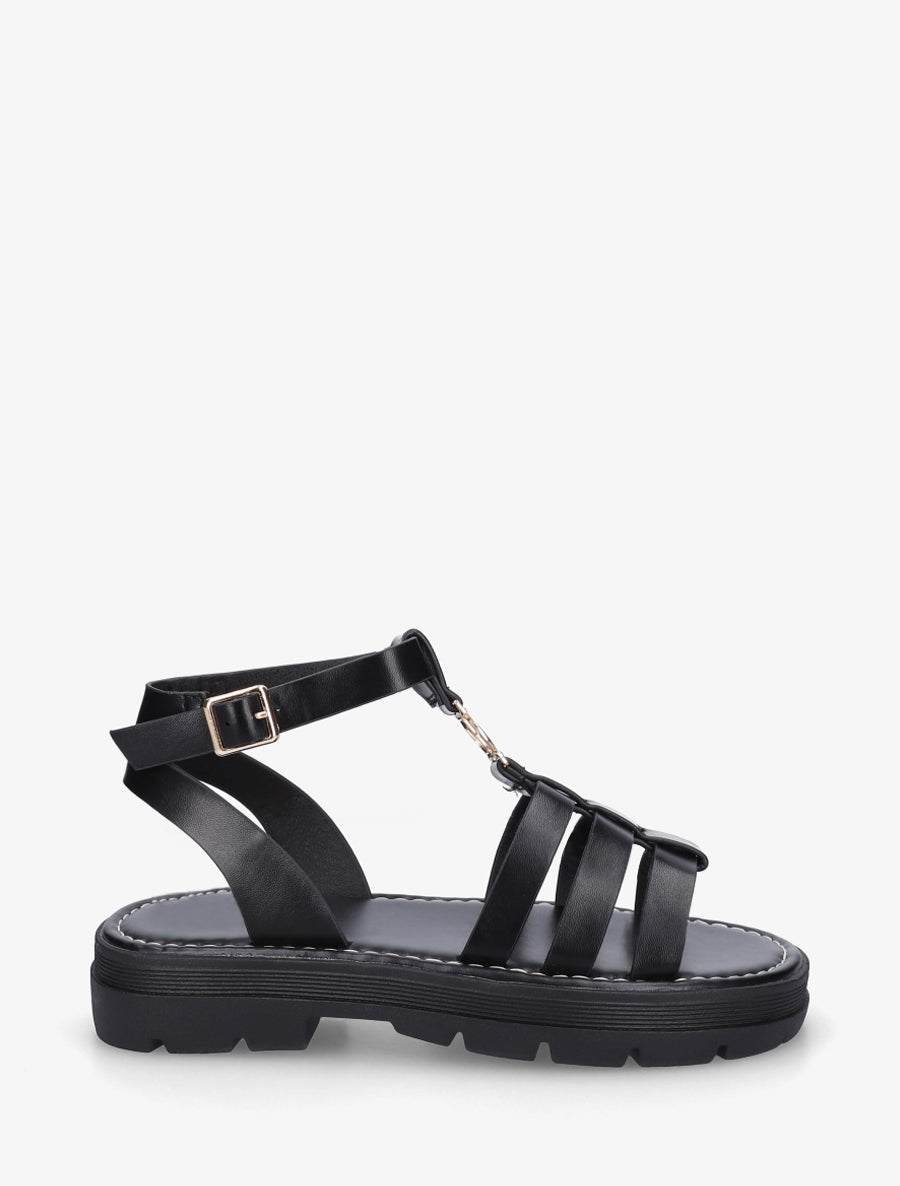 Sandales plates style spartiate - Noir - 1