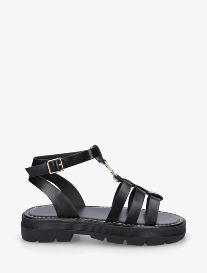 Sandales plates style spartiate - Noir - 1