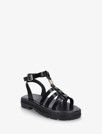 Sandales plates style spartiate - Noir - 2