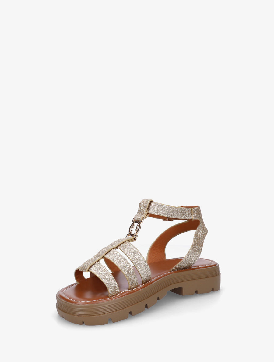 Sandales plates style spartiate - Or - 3