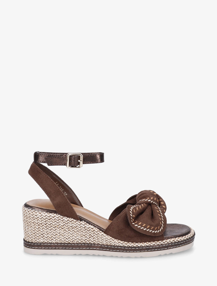 Sandales compensées à noeud - Marron - 1