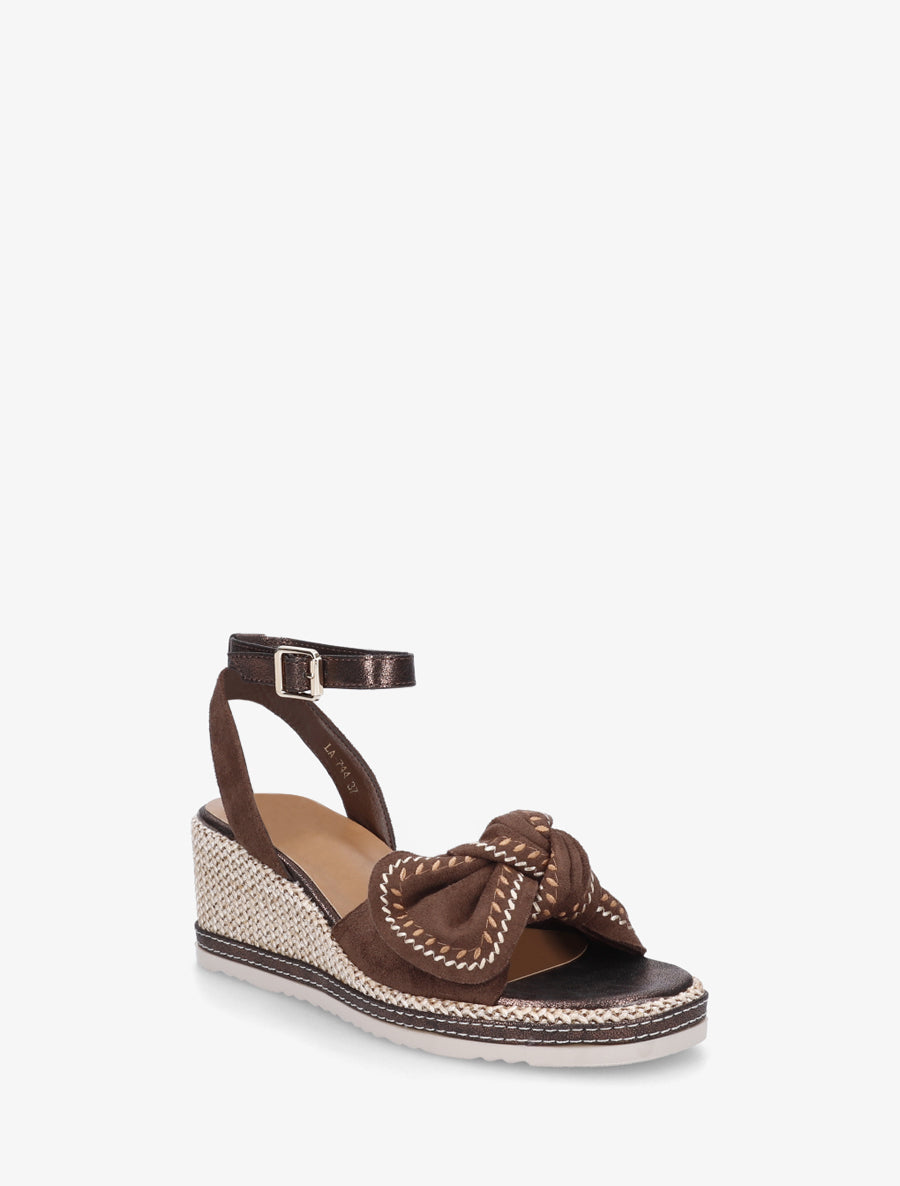 Sandales compensées à noeud - Marron - 2
