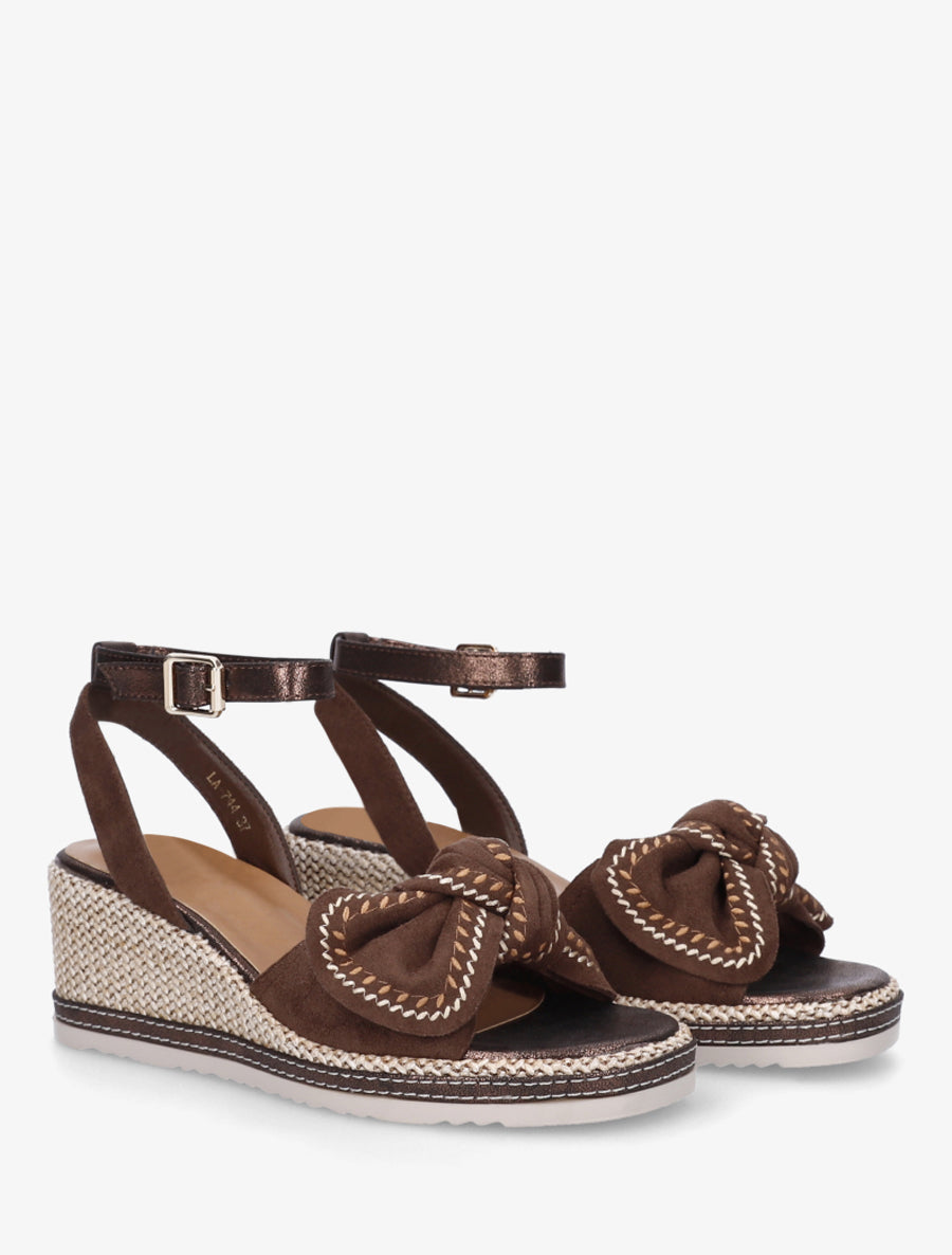 Sandales compensées à noeud - Marron - 4