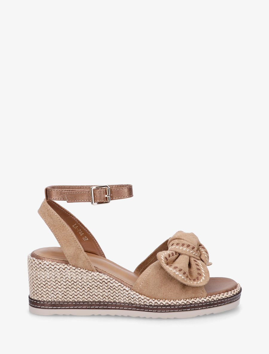 Sandales compensées à noeud - Camel - 1